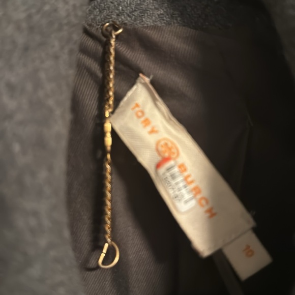 EUC Tory Burch Gray Wool Long Coat Sz. 10 - Picture 2 of 4